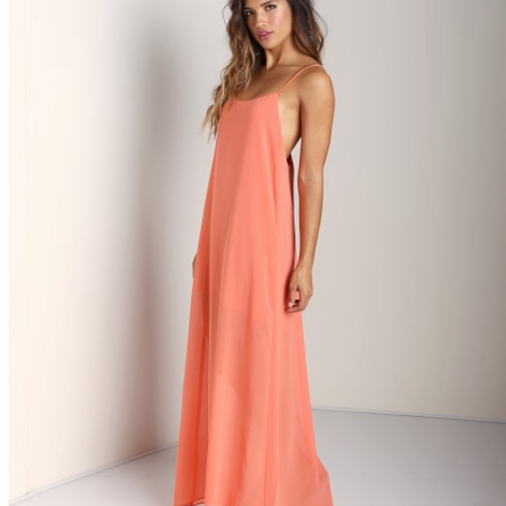 NWT SHOW ME YOUR MUMU T-Rex Coral Open Back Maxi Size Small